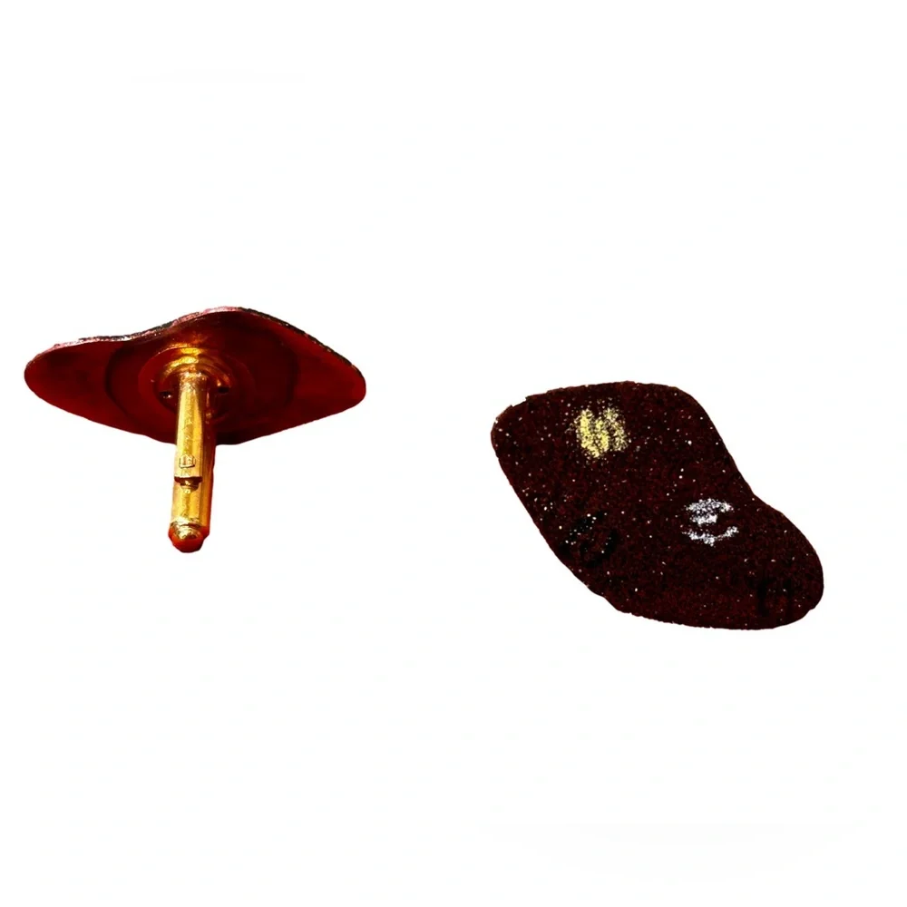 Vintage MCM Copper & Enamel Speckled Freeform Shaped Cuff Links